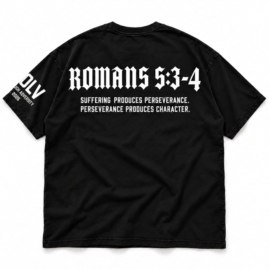 "ROMANS 5:3-4" T-SHIRT - BLACK