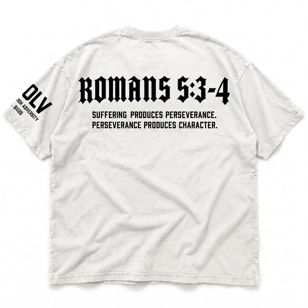 "ROMANS 5:3-4" T-SHIRT - WHITE